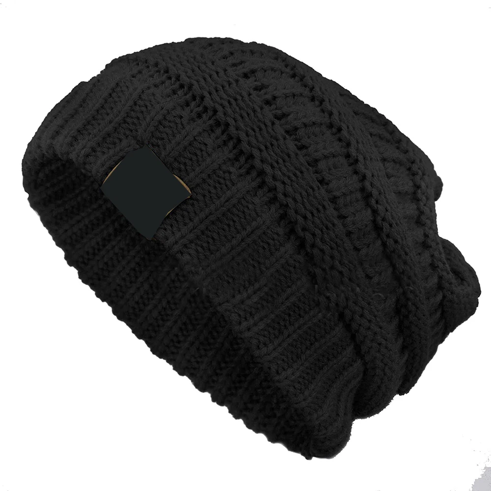 Wholesale Boys Men Beanie Cap Black Color Woolly Woolen Sweater Knit Hat Beanie