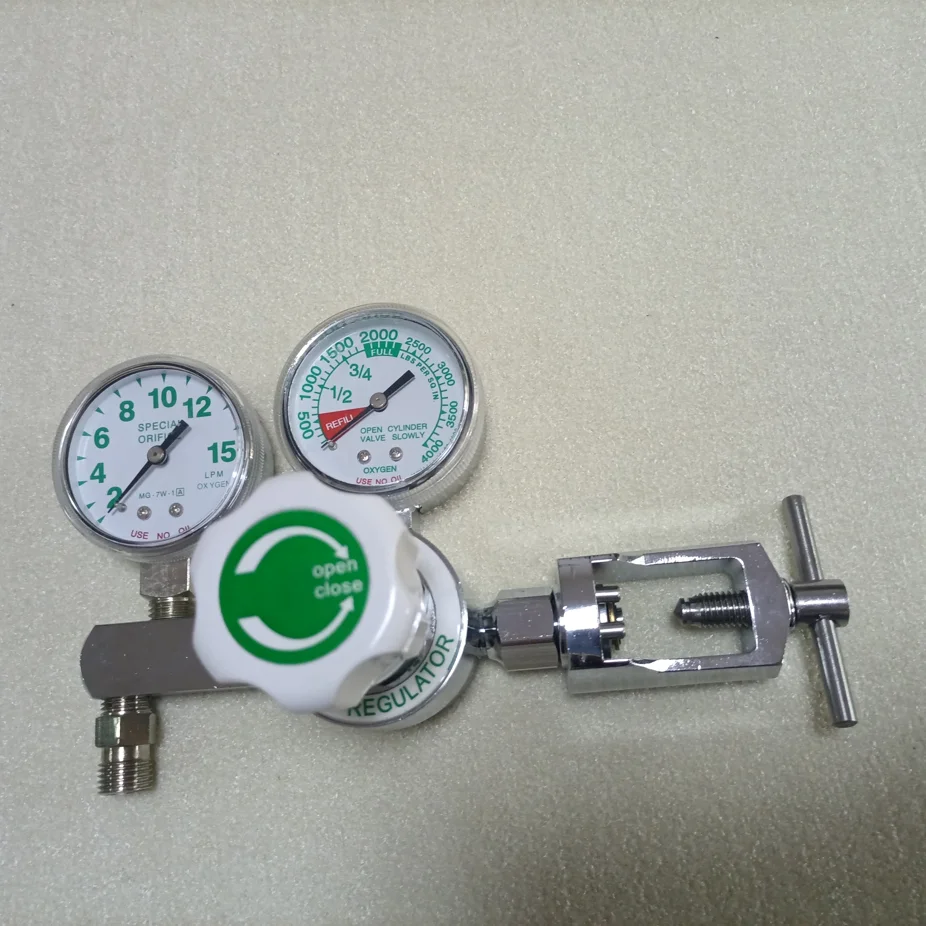 double gauge CGA870 Pin index click style medical oxygen pressure regulator with humidifier