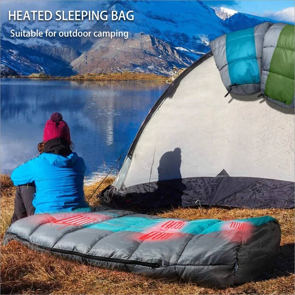 Mummy Portable 12V Electric Heated Sleeping Bag Blanket Waterproof for Outdoor Camping Hiking Winter Sports Europe Style