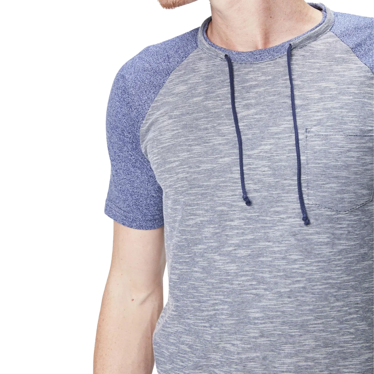 High Quality Slim fit custom logo solid color 2023 Casual style draw string soft clothes patch work Men T-shirt