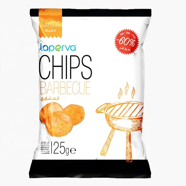
Halal Snacks Food Potato Snacks Chips fiber rich light chips barbeque flavor for vegetarians and keto diet by laperva 24 pcs/box 