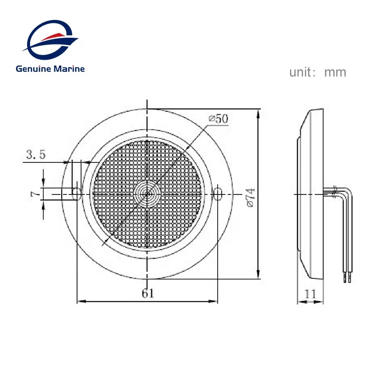 12 В IP67 внутреннее поверхностное крепление 74 мм светодиодный фургон RV потолочный светильник для автомобиля