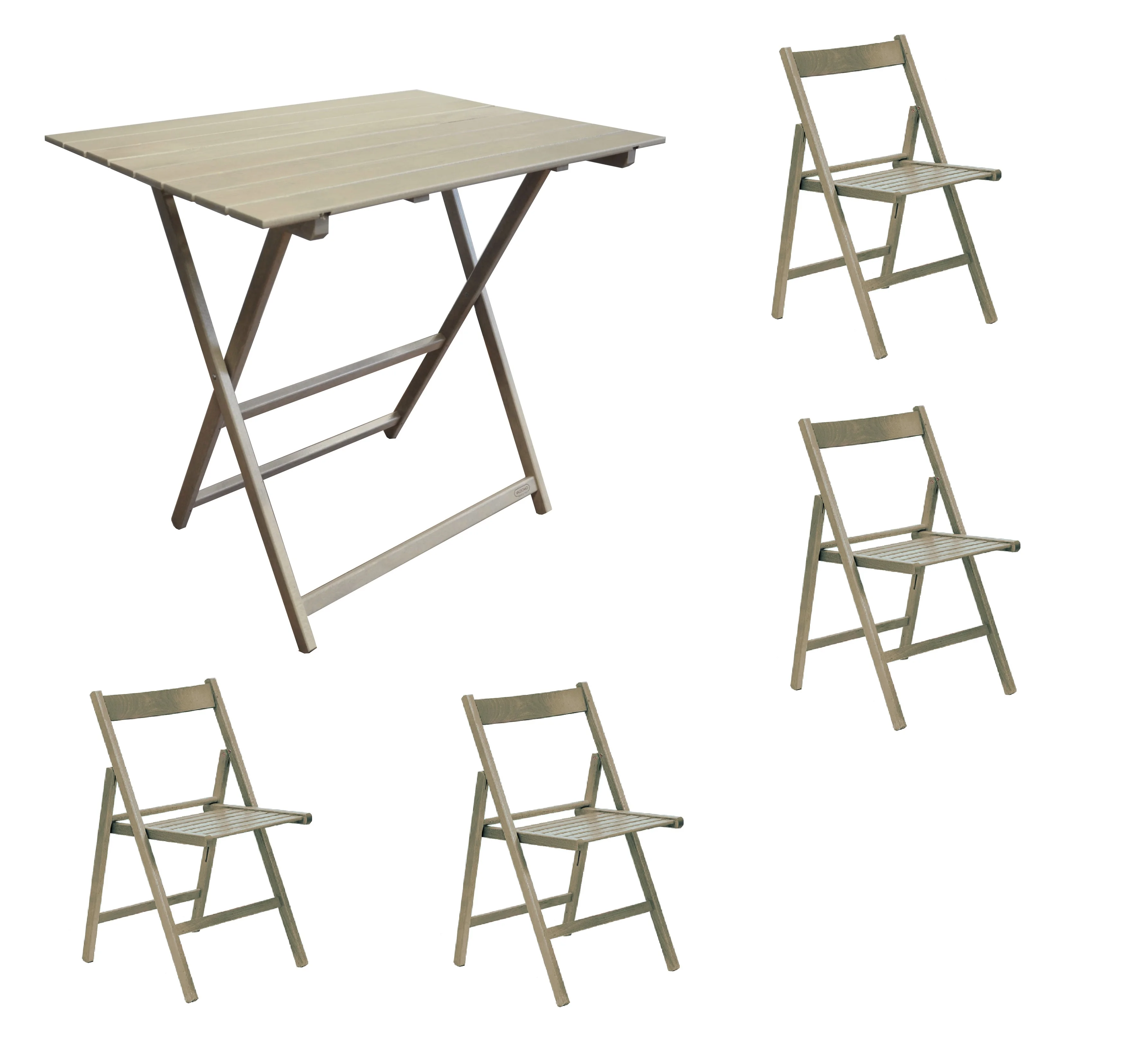 High quality Folding Set table cm 60x80 and 4 chairs in solid beech wood grey color for indoor and outdoor use Made in Italy