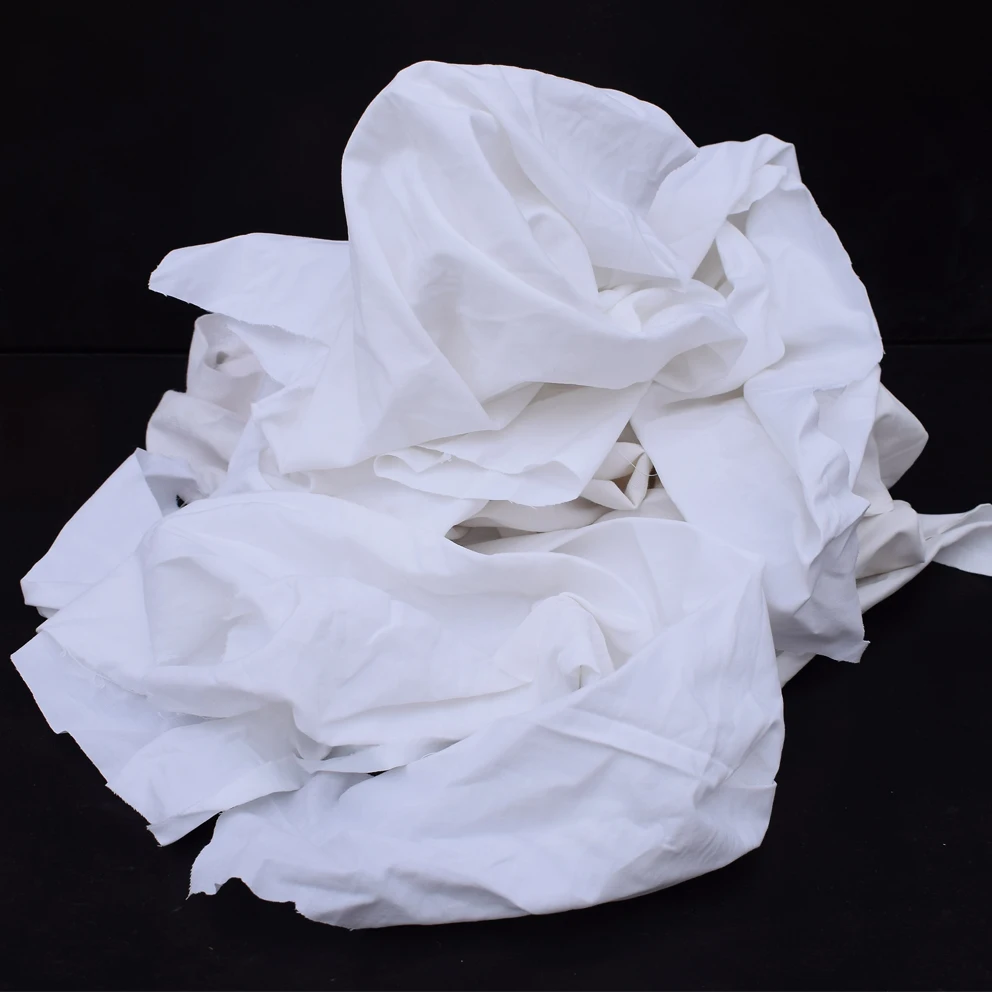 T-Shirt Wiper cotton rags used clothing cut white Industrial Wiping Industrial Cleaning Oil rectangle 10-100Kg/bag