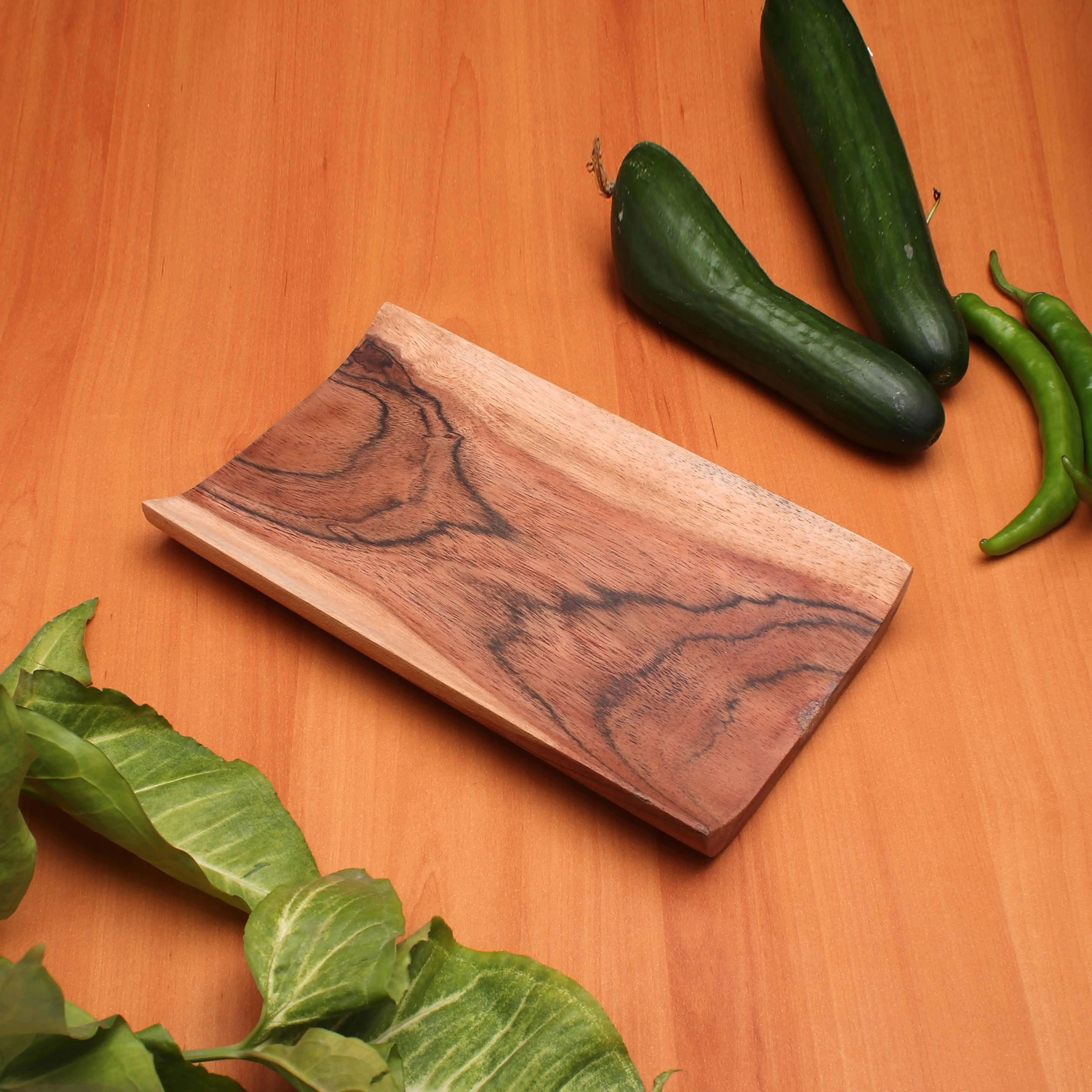 Handcrafted Acacia Wood Sushi Serving Platter Japanese Style Food Serving Bamboo Wooden Acacia Platter Cutting Chopping Board