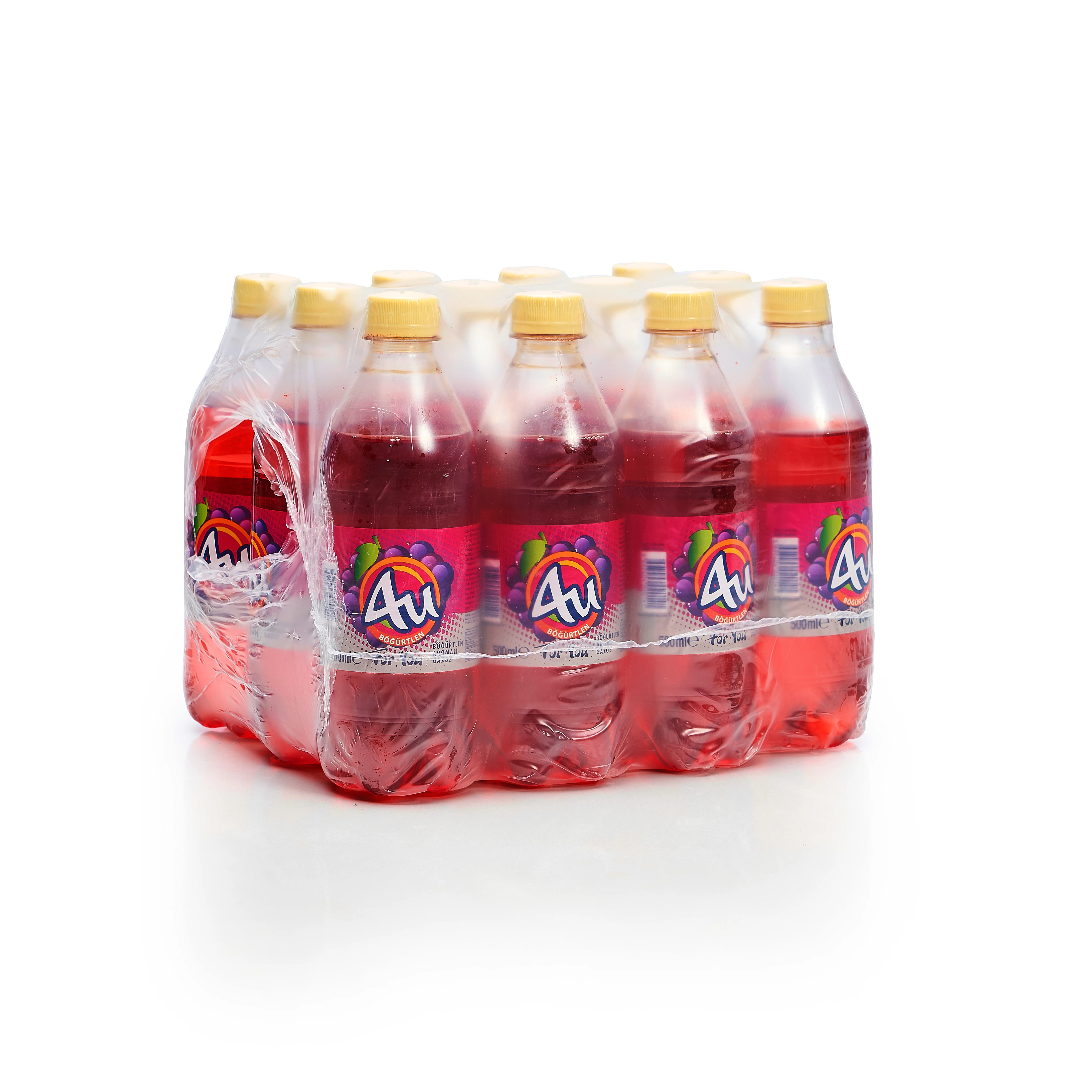 4U 500 mL Blackberry Flavored Carbonated Soft Drinks Non Alcoholic Cold Halal Sparkling Bottled Beverage