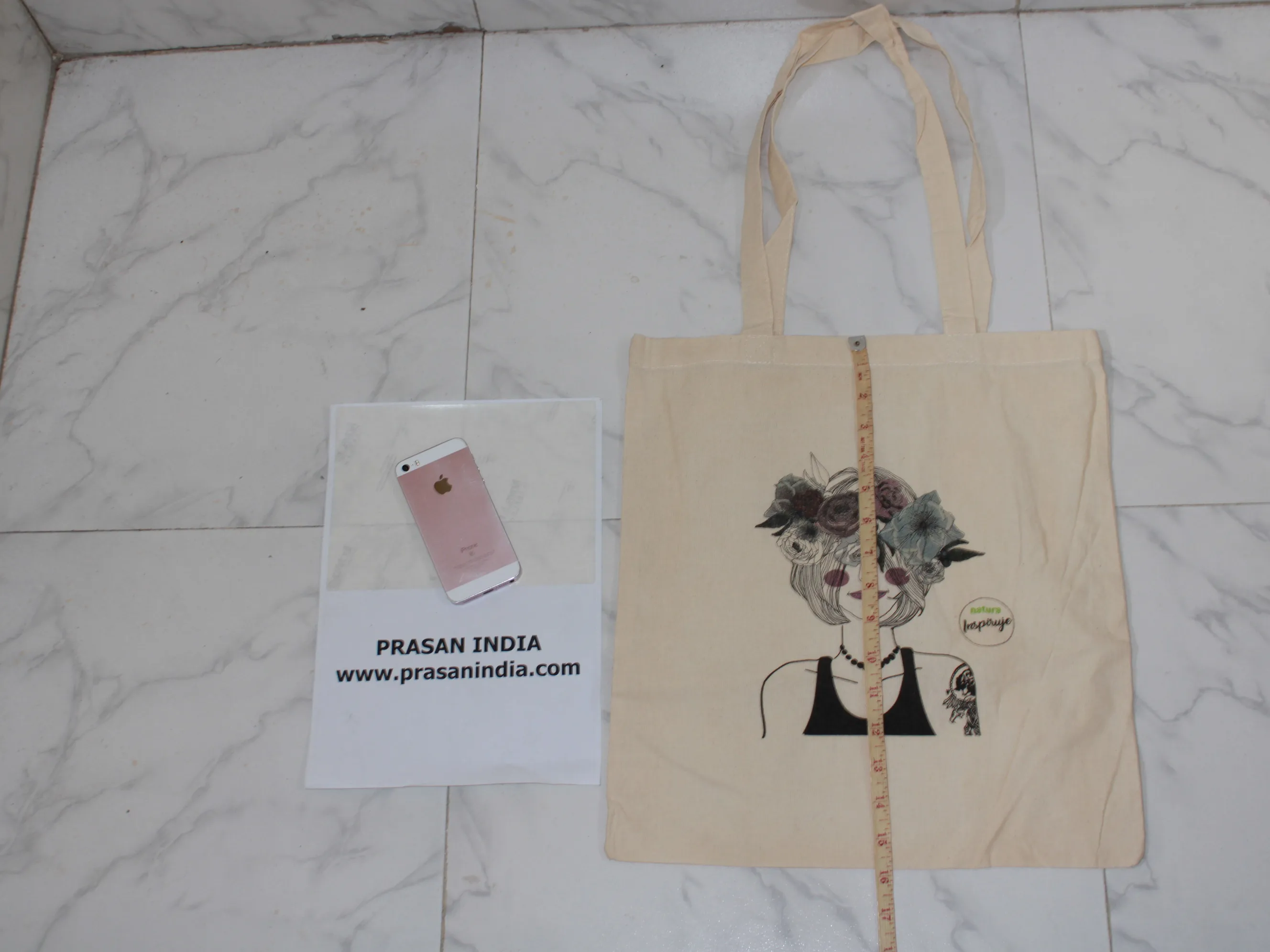 Sophisticated canvas bag with digital print and quality fabric muslin calico