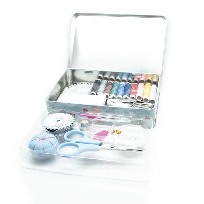 customized 101pcs Wholesale Top Quality sewing craft Merceria set kurzwaren sewing kit metal box