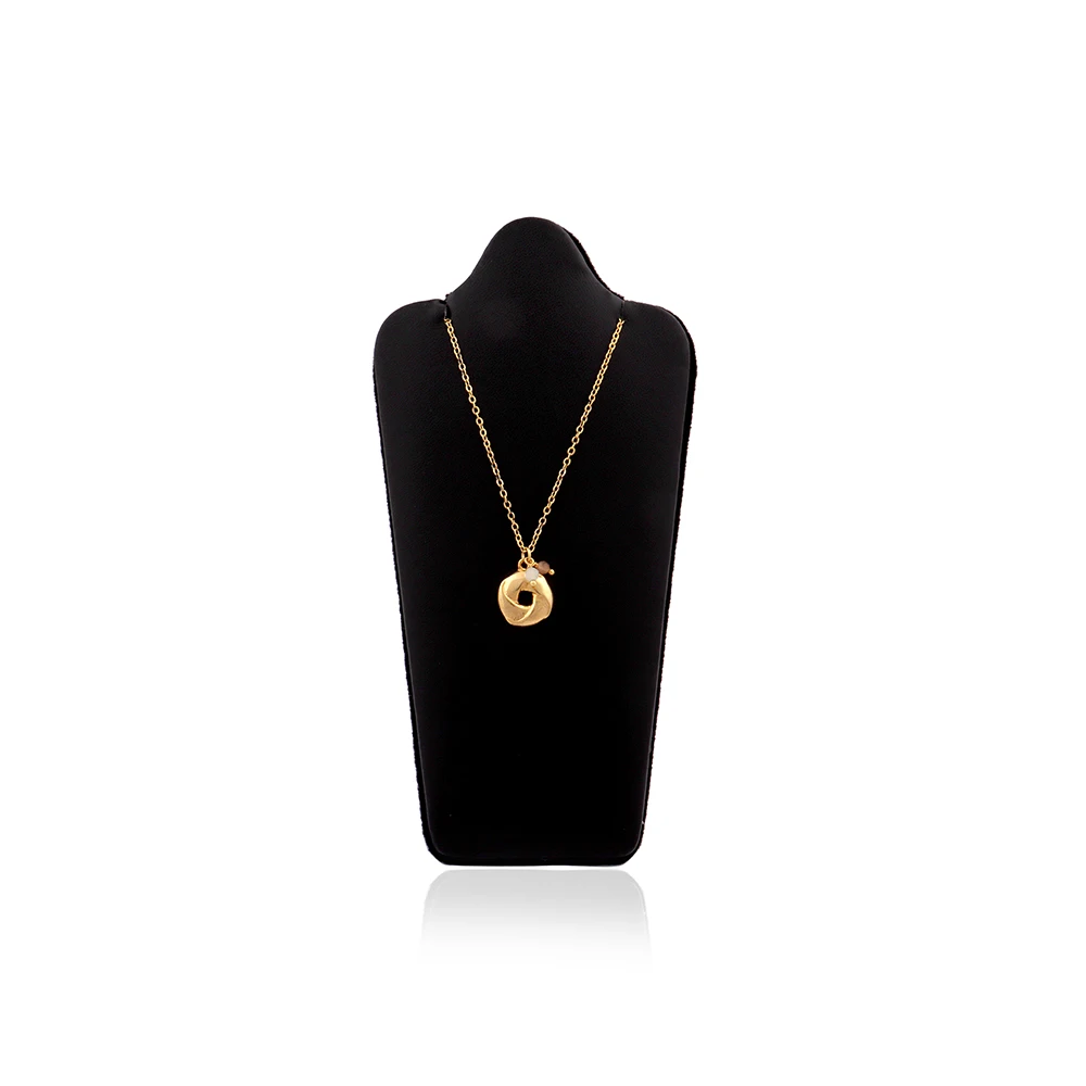Peach & White Moonstone Beads Stones Necklace Brass Cushion Shape Charm & Link Chain Necklace Gifts Jewellery. Mode Joyas N-491