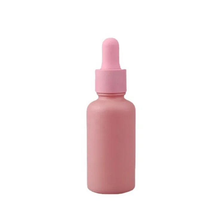 Пустая стеклянная пипетка Fuyun, косметическая сыворотка, матовая розовая матовая пипетка, флакон 30 мл, флакон с пипеткой для эфирного масла (1600329348216)