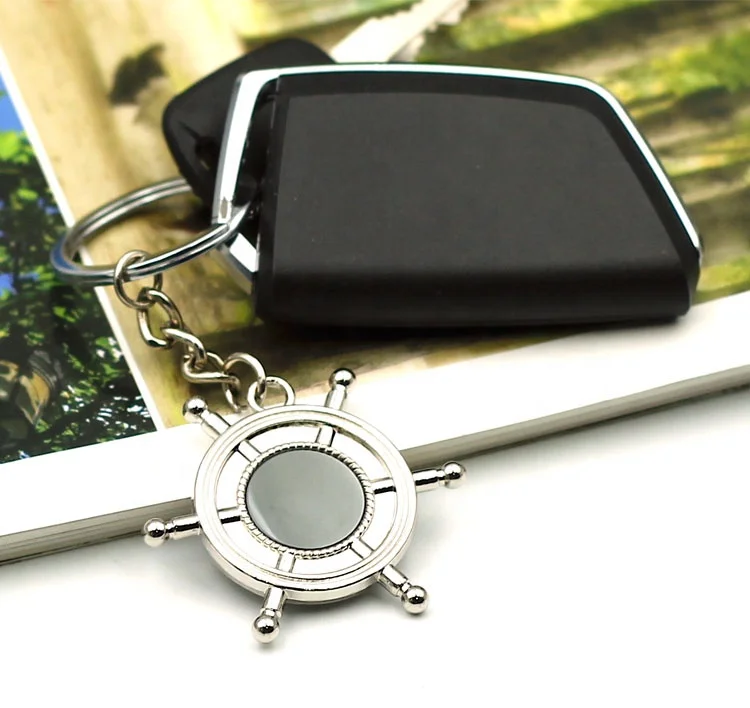 Zinc alloy metal Ship Steering Wheel keyholder boat Anchor rudder keychain helm Sailing Tourism gifts keyring