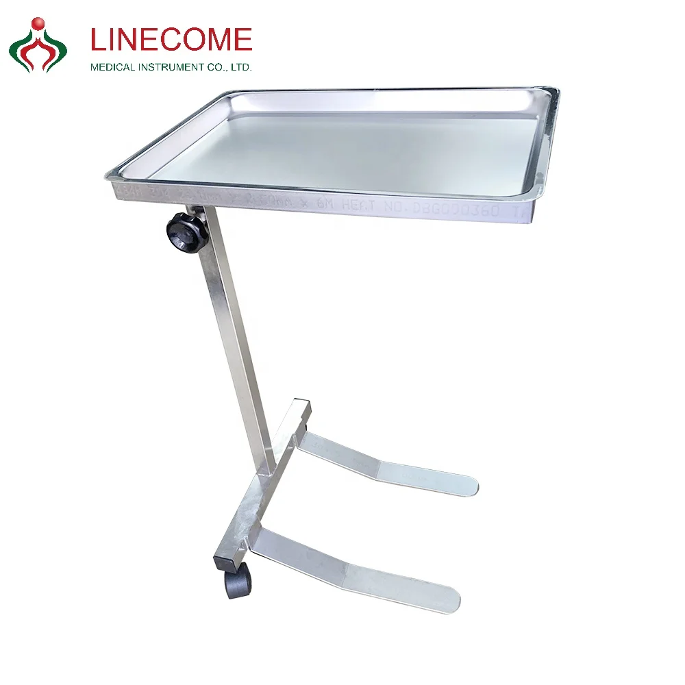 Medical Stainless Steel Mayo Table For Hospital Operating Room Instrument Trolley with 2 wheels LCYH068