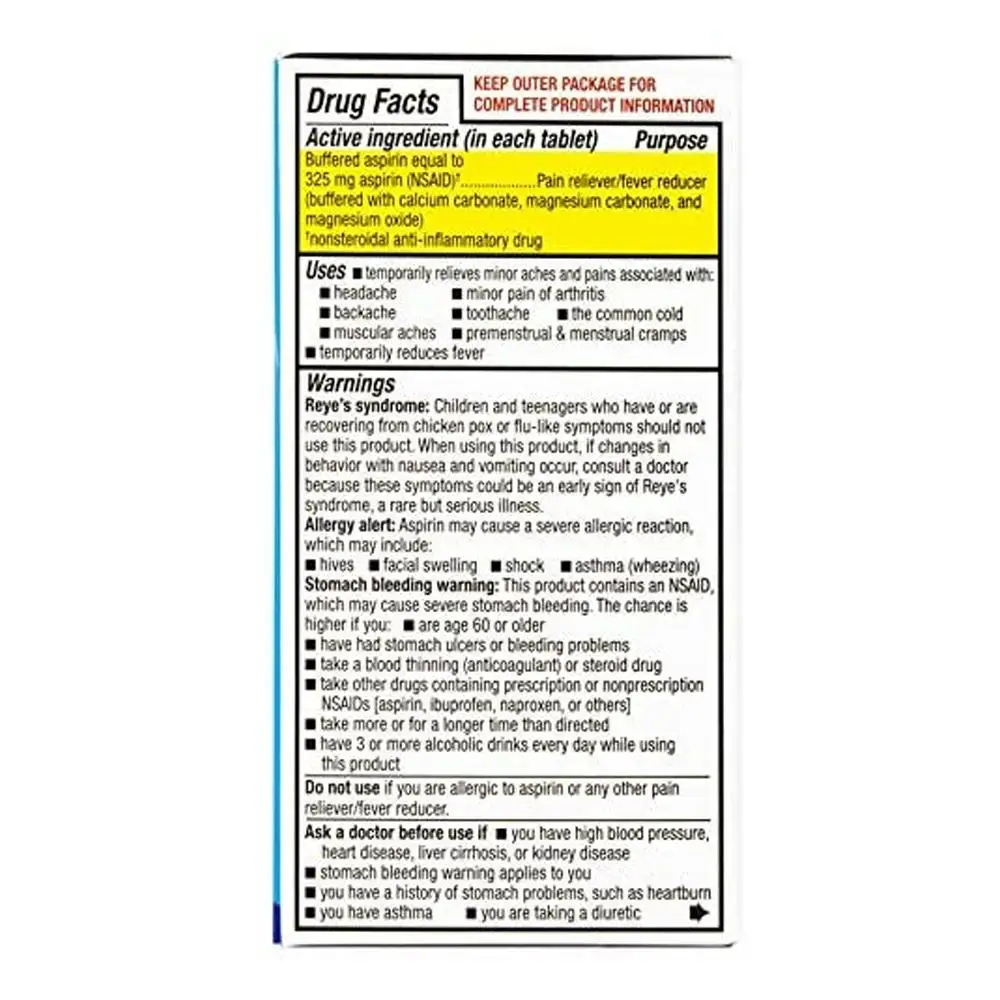 Аферин аферированный аспирин (NSAID) снятие боли уменьшение жара средство для облегчения симптомов простуды 130 таблеток с покрытием