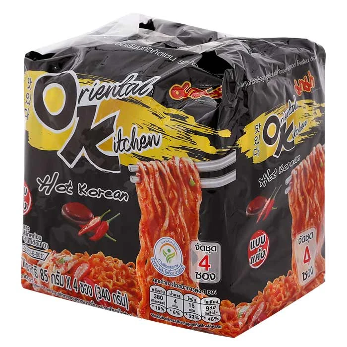 
Mama Oriental Instant Noodles Hot Korean Formula 85 g. Pack 4 
