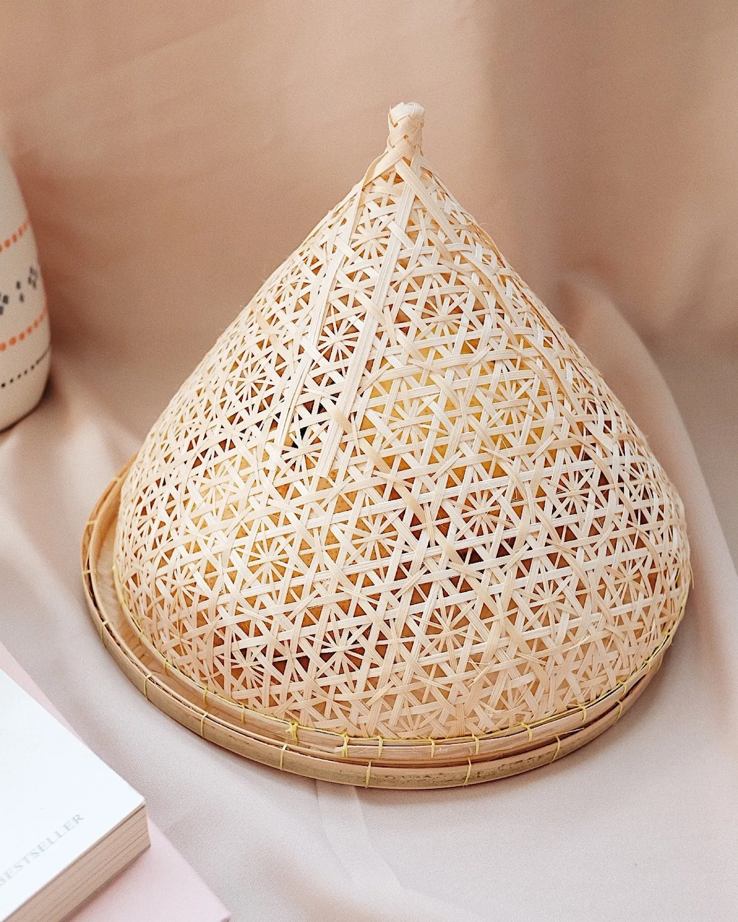 Modern style natural bamboo food cover wicker basket tent biodegradable supplier from Vietnam