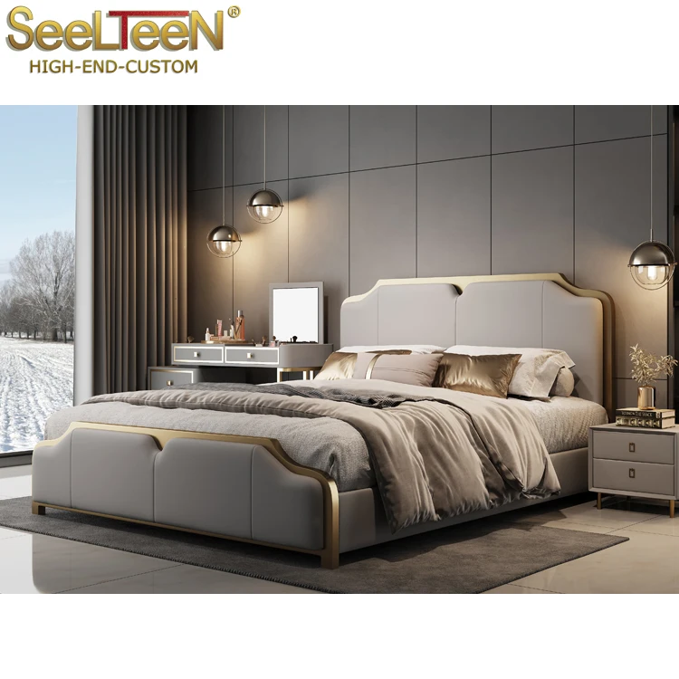 Gold edge luxury hotel bedroom complete customized hotel bedroom sets furniture