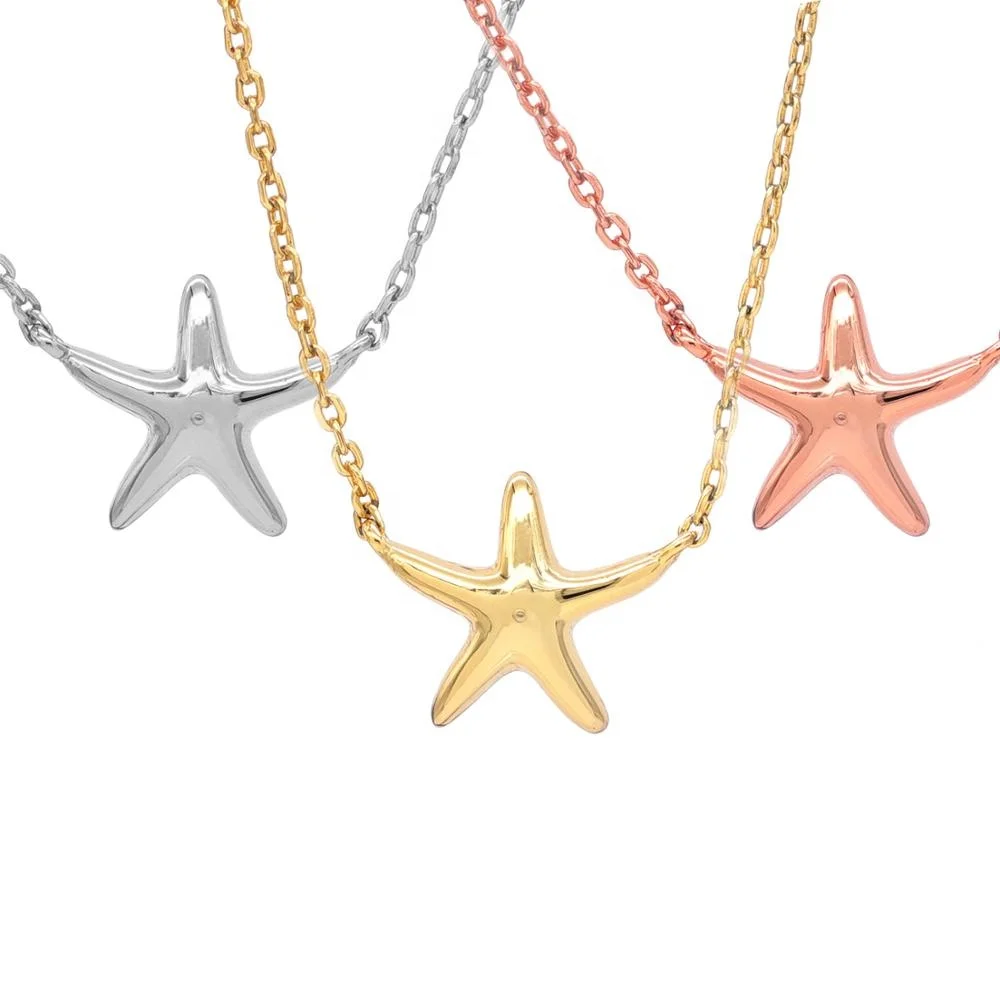 Sterling Silver Jewelry Tiny Pendant Sea Star Necklace Star Pendant Gold Plated Jewelry Necklace Women Jewelry Kids