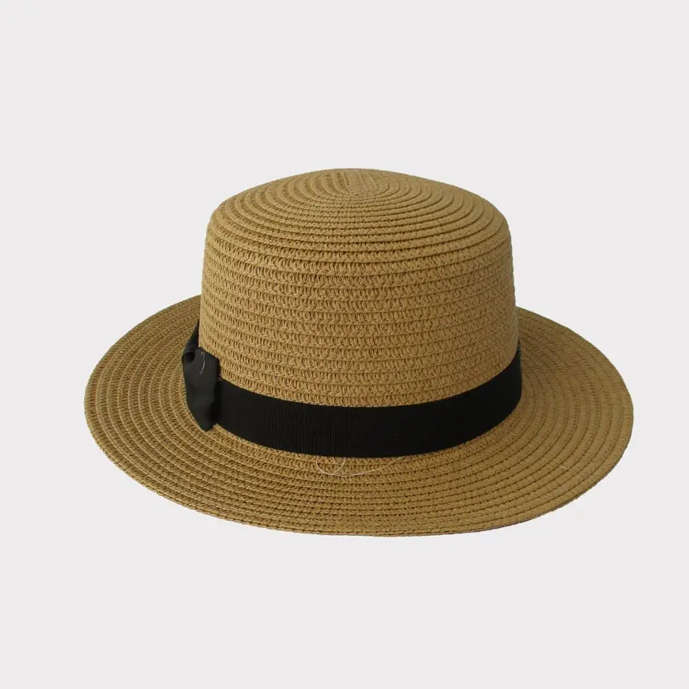 High quality Raffia seaside holiday summer sunshade crocheted packable raffia straw hat with lace band, sun hat handicraft