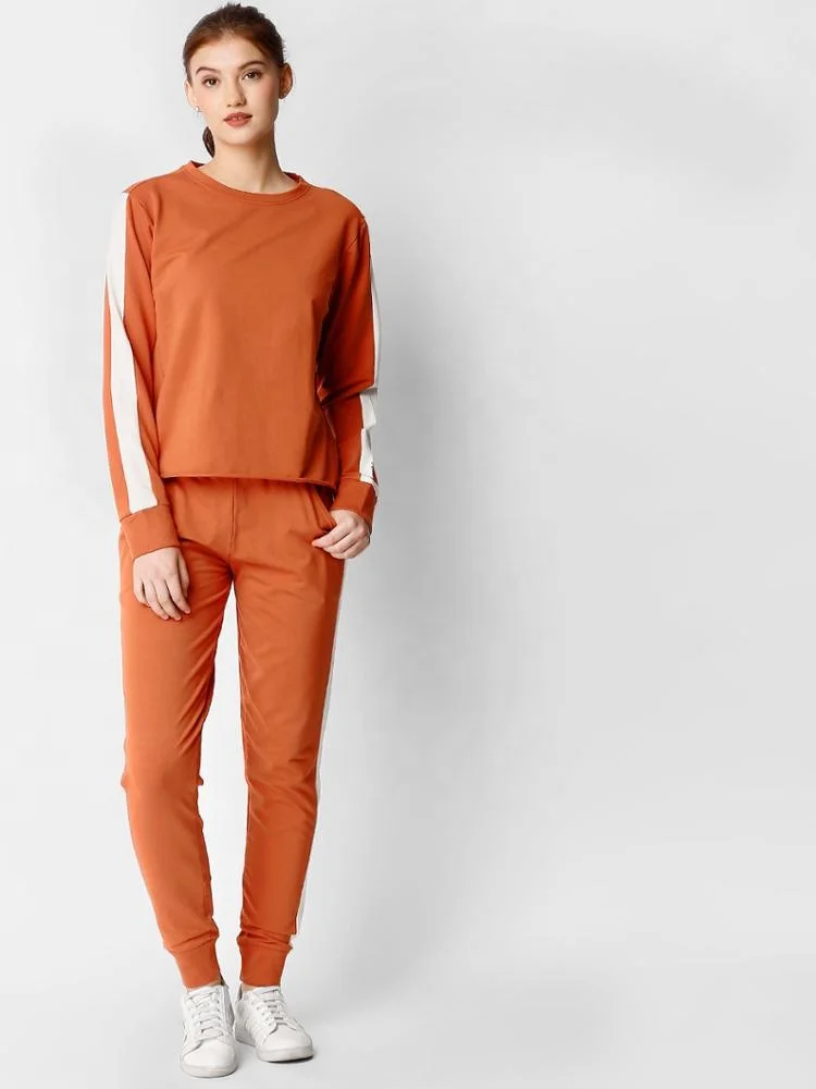New Women Tracksuit Women Orange & White Track Suit  Workout Tracksuit Fashion Set by EVERGLOW