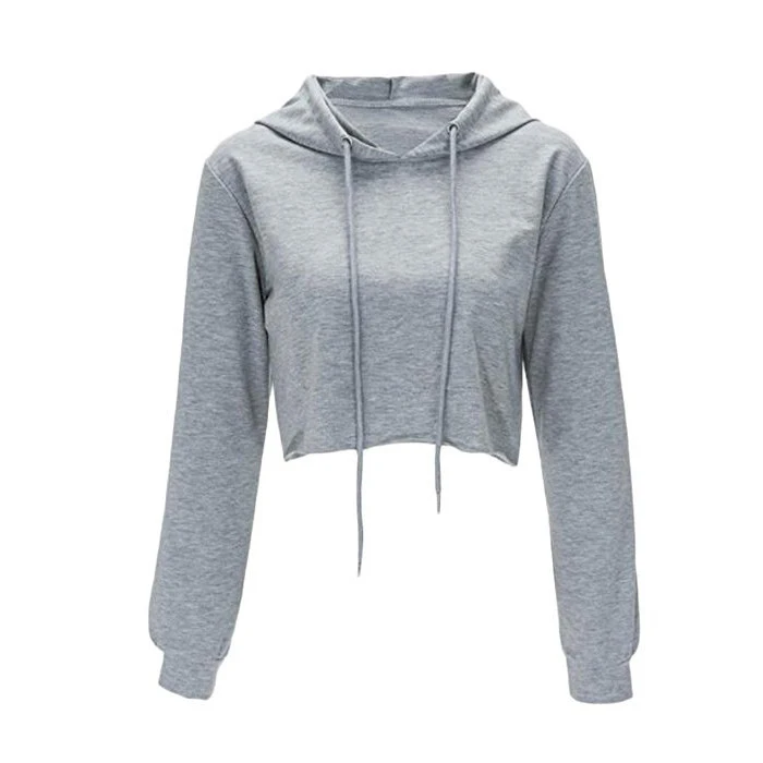
Wholesale High Quality Custom Plain Sweaters Women Long Sleeve Crop Top Hoodies 