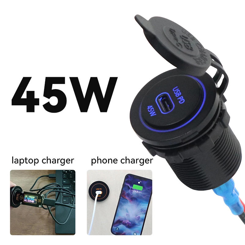 12V 24V Waterproof LED LAMP Dual USB Charger Socket Power Outlet 2.1A &1.0A for Car Boat Marine Mobile