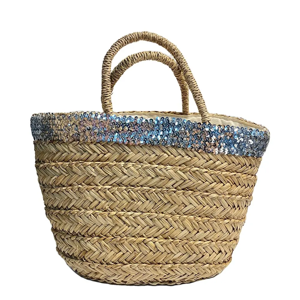 Fashion Seagrass Bag Straw Bag with Sequin Decoration Eco-friendly  2022 Summer Beach Bag Ladies Handbag Made in Vietnam OEM ODM