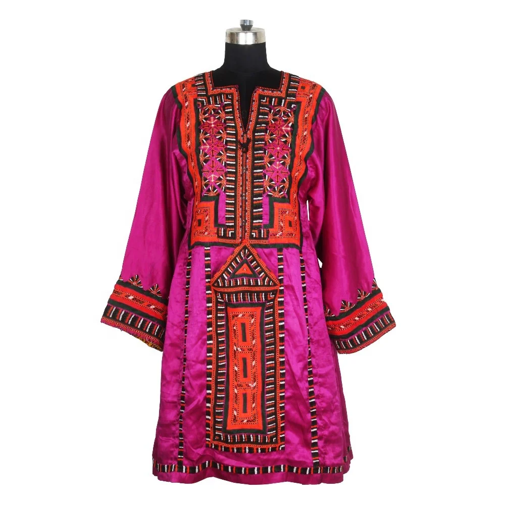 BDR018 Настоящее традиционное винтажное индийское платье балочи ручной работы с вышивкой