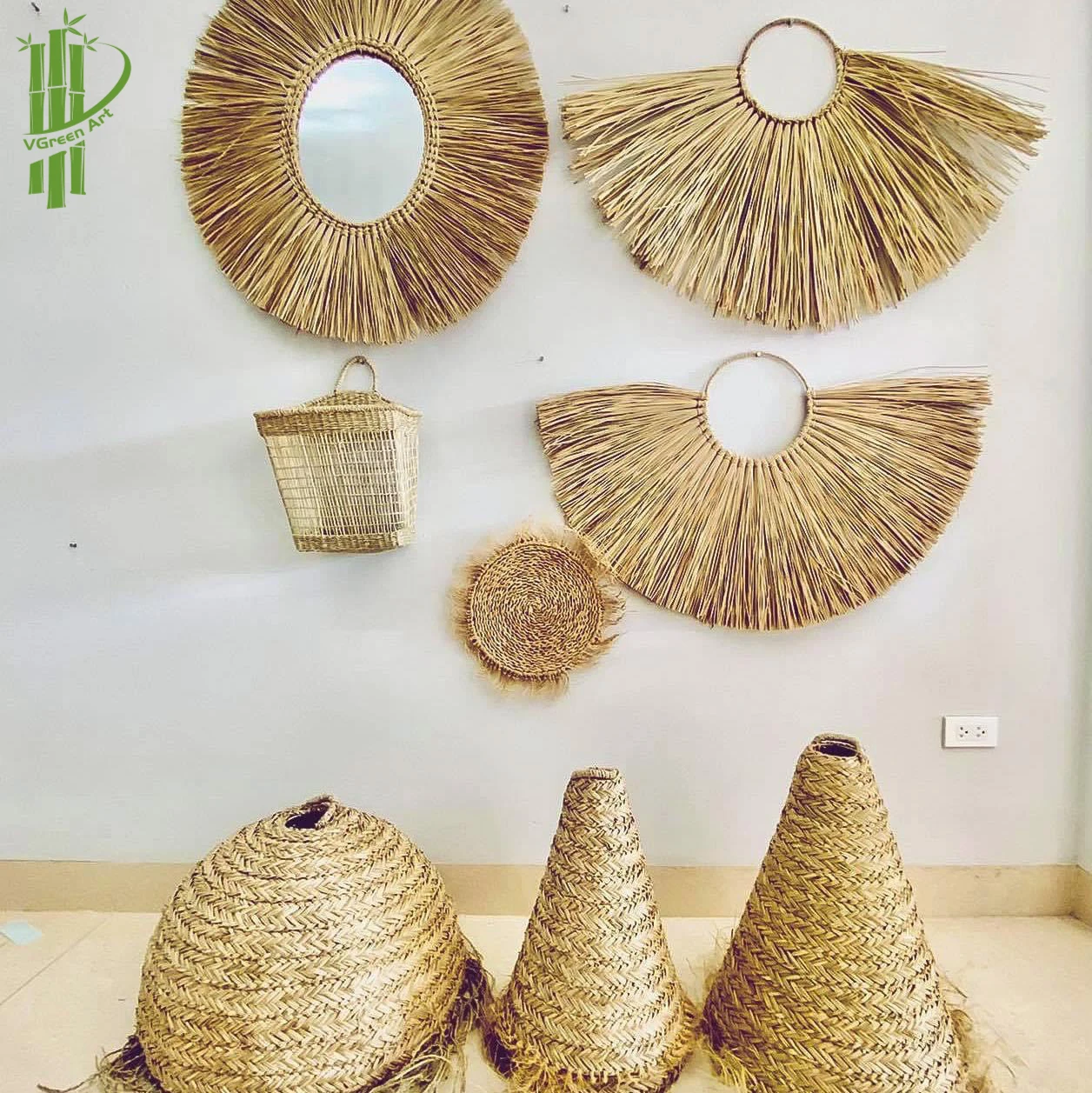 Home Decorative Accents Items Household Decoration Bohemian Rattan Seagrass Wall Hanging Decor 2022