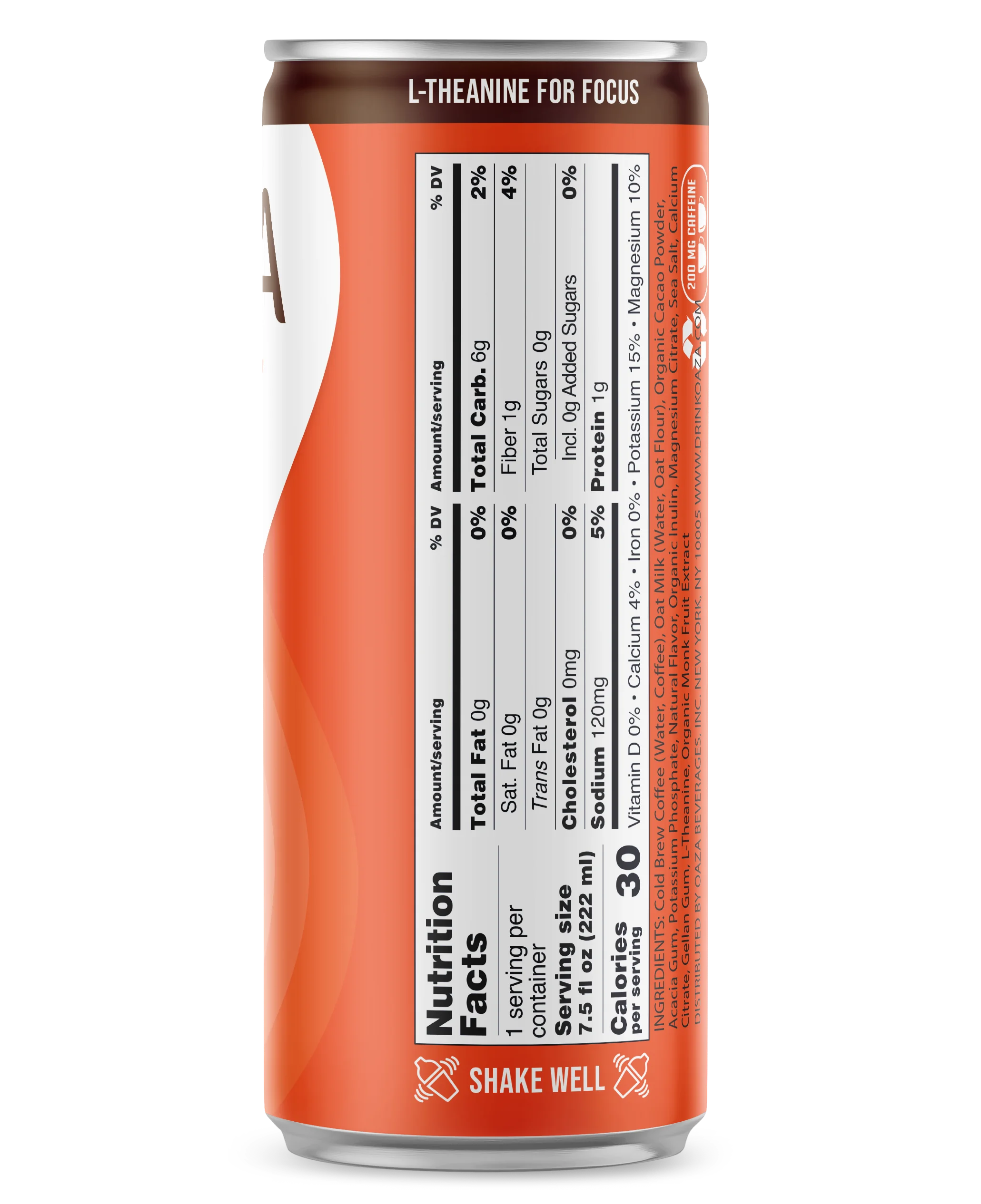 OAZA High Performance Cold Brew Hydrate Your Coffee Ready to Drink Cacao Mocha 8 Fl Oz Pack of 12