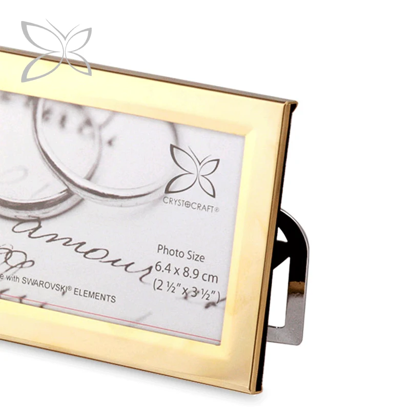 Crystocraft Special Gold Plated Metal Wedding Gift Decorated with Brilliant Cut Crystals Picture Photo Frame