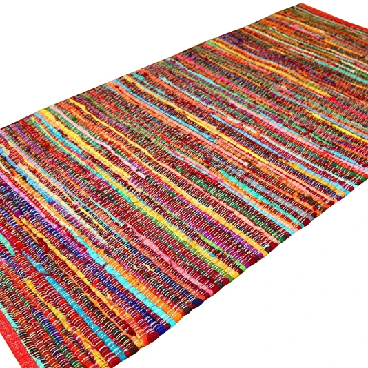 Latest 2021 Indian Handloom Double sided use Abstract modern design 100% Cotton chindi Rag Rugs