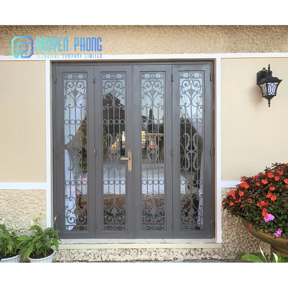 Отличное качество в наличии Современная безопасная уличная кованая железная дверь