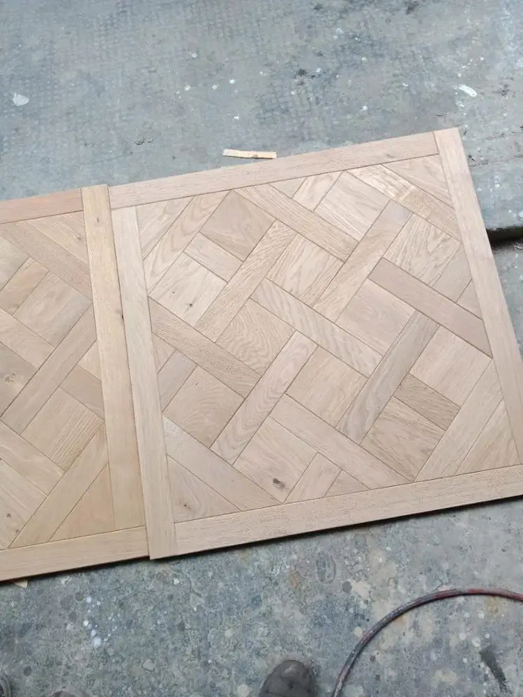 
Unfinished Versailles Design Natural Color Oak Solid Parquet Tiles Flooring 