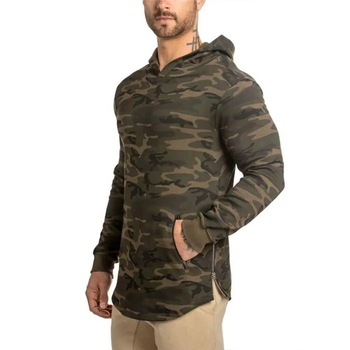 Round hem pullover stylish camo hoodies sweatshirt manufacturer slim fit style hood