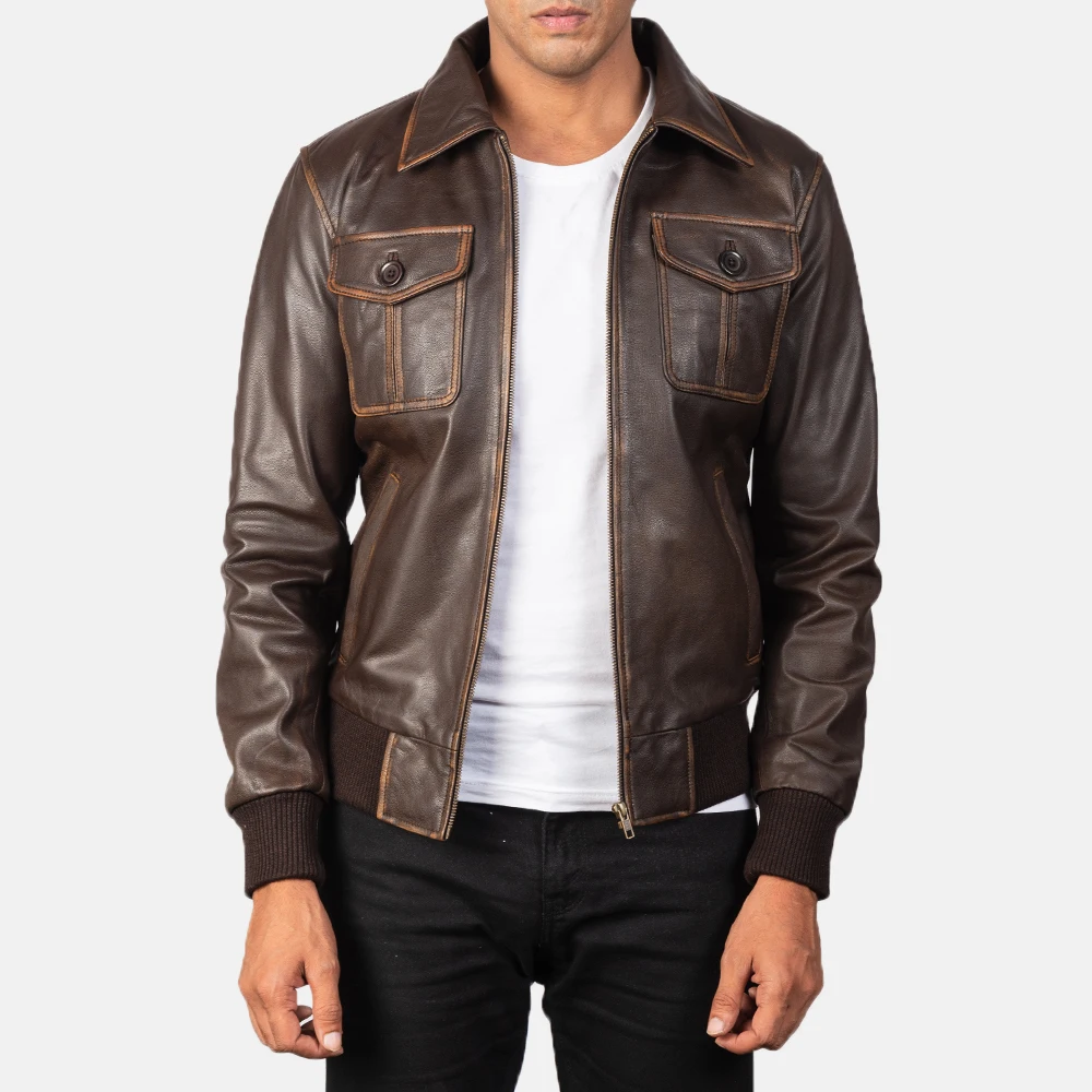 Latest Product Custom Design & Logo 100% Original Leather Jacket Men Bikers Leather Jacket Brown Color Latest Fashion Jacket
