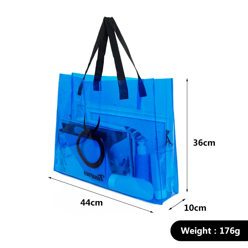 customized 12 constellations big size waterproof transparent pvc travel tote bags clear shopping bag