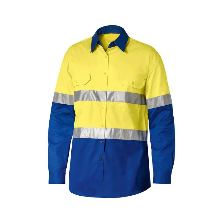 New Work shirt Two tone hi vis 100 cotton shirts rip stop spliced color hi vis work shirt