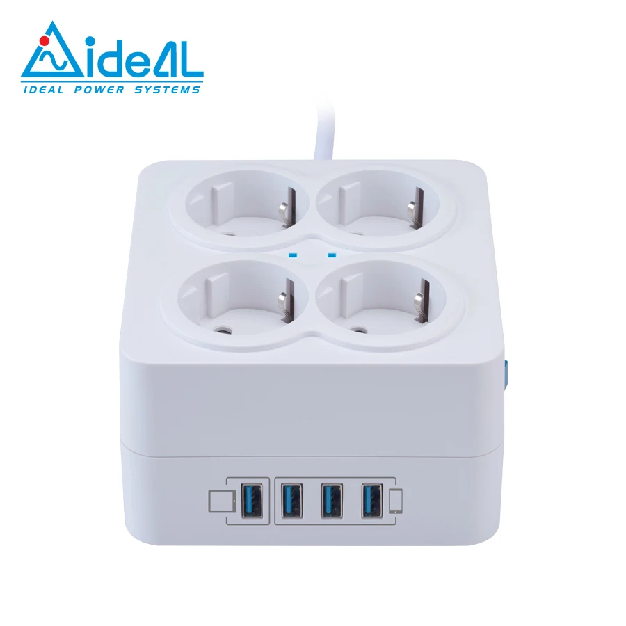 Schuko German outlets surge protector USB 5V/2.4A power strip