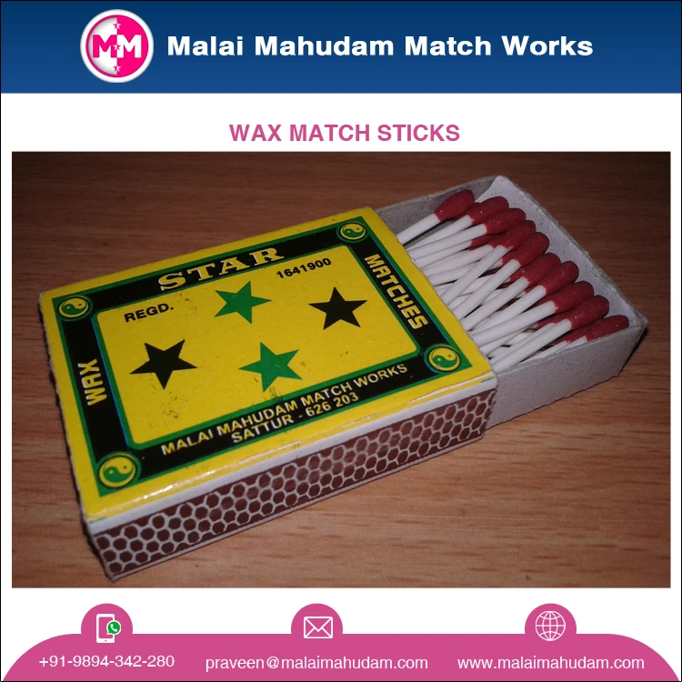 Top Quality 30mm Length Splints Size Wax Matches for Wholesale Purchasers / Wax Matches for Bulk sales