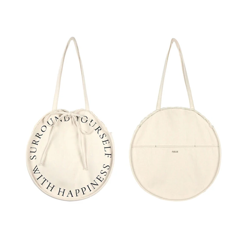 Round Canvas Bag Shoulder Bag Simple canvas bag