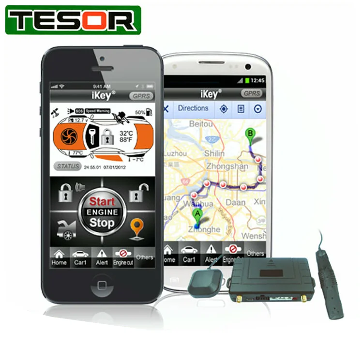 Смартфон GSM Автомобильная сигнализация GPS трекер в режиме реального времени и дистанционный стартер двигателя