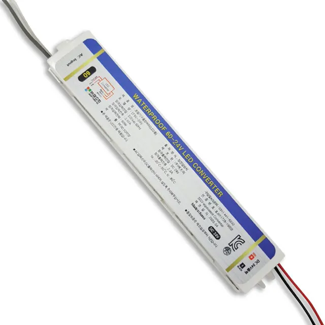 Ультратонкий Светодиодный драйвер, водонепроницаемый, IP67, 24 В, 60 Вт, преобразователь источника питания для наружной вывески, светодиодное освещение, Сделано в Корее