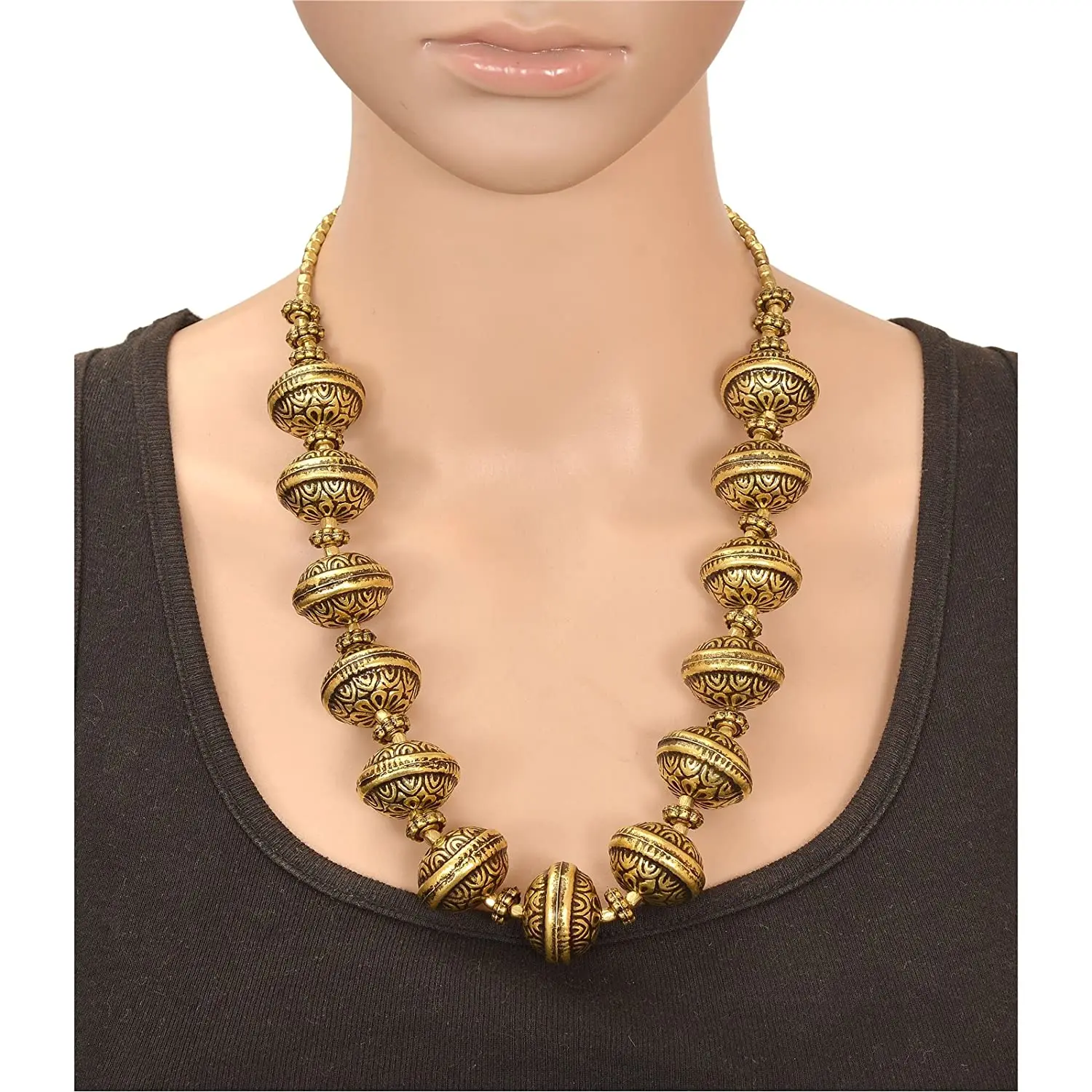 Golden Stranded Necklace Top Quality Brass Beaded Boho Fashion Jewelry Antique Design Light Weight Lead Free Necklace for womens