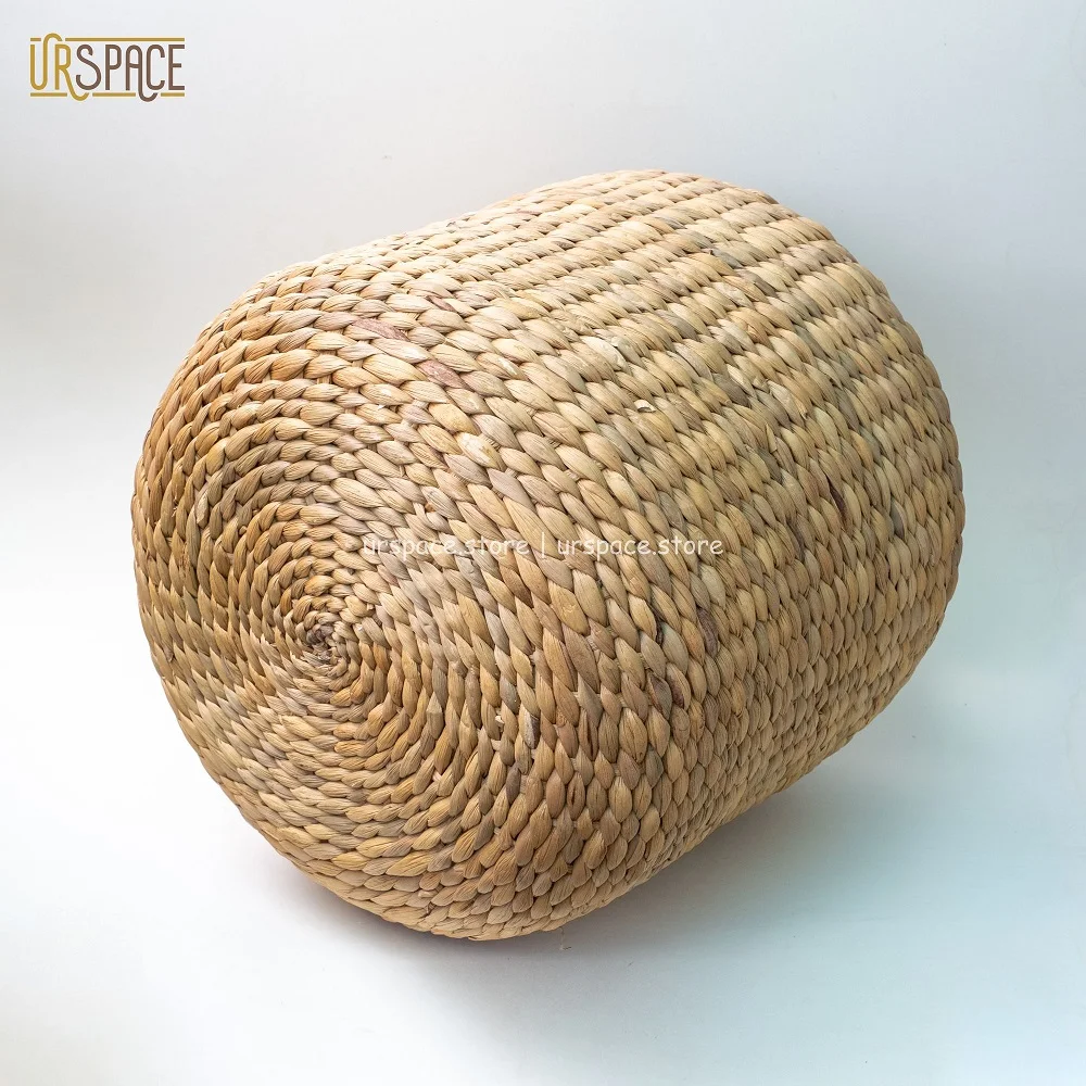 Application style design round ottoman Scandinavian Round Shape Woven Hyacinth Garden Stool from Vietnam With ODM/OEM service