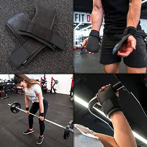 High quality Weight Lifting Hooks Gym Fitness Set Weightlifting Wrist Straps Heavy Duty Pull-ups Power Lifting Grips with Padded