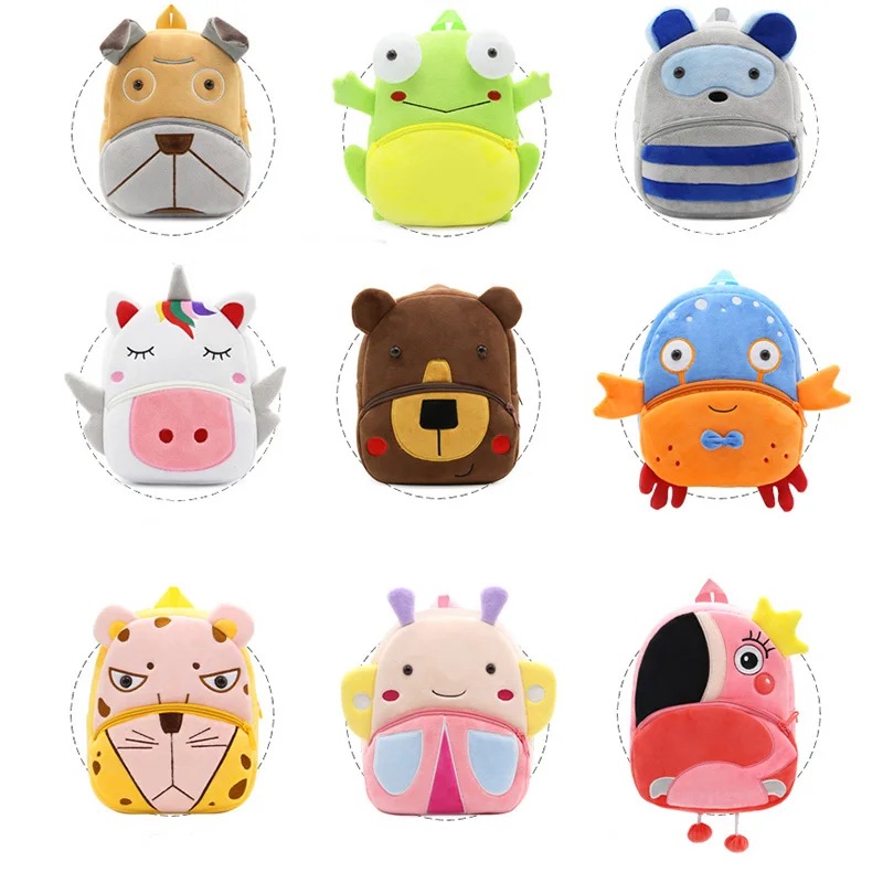 Wholesale Cute 3D Print Velvet Cartoon Animal Baby Boy Kids Children School Backpack Bag For Girls