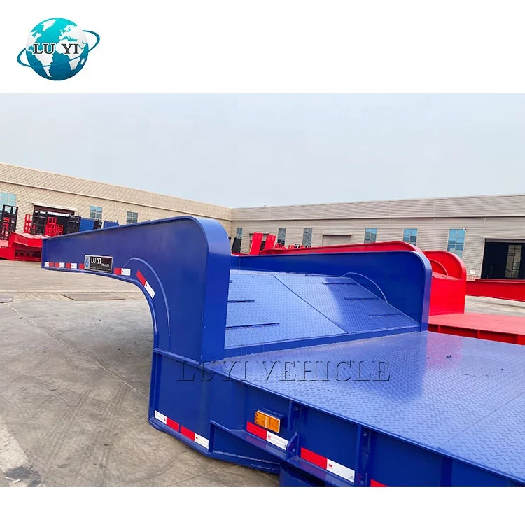 Heavy duty 4 axle 80 ton excavator gooseneck trailer lowbed semi trailer