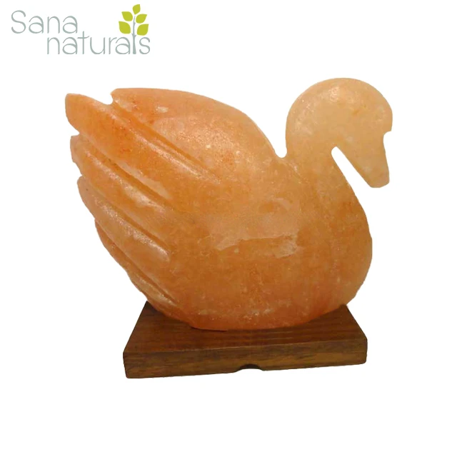 Настраиваемая Гималайская солевая лампа из натуральной резной оранжевой утки с деревянной основой