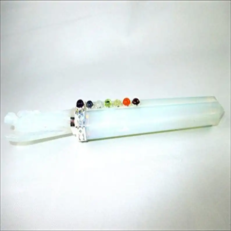 Jet Energized Opalite Angel Chakra Wand Stick Approx. 6.5 inch Charged Cleansed Programmed Pure Genuine Stick