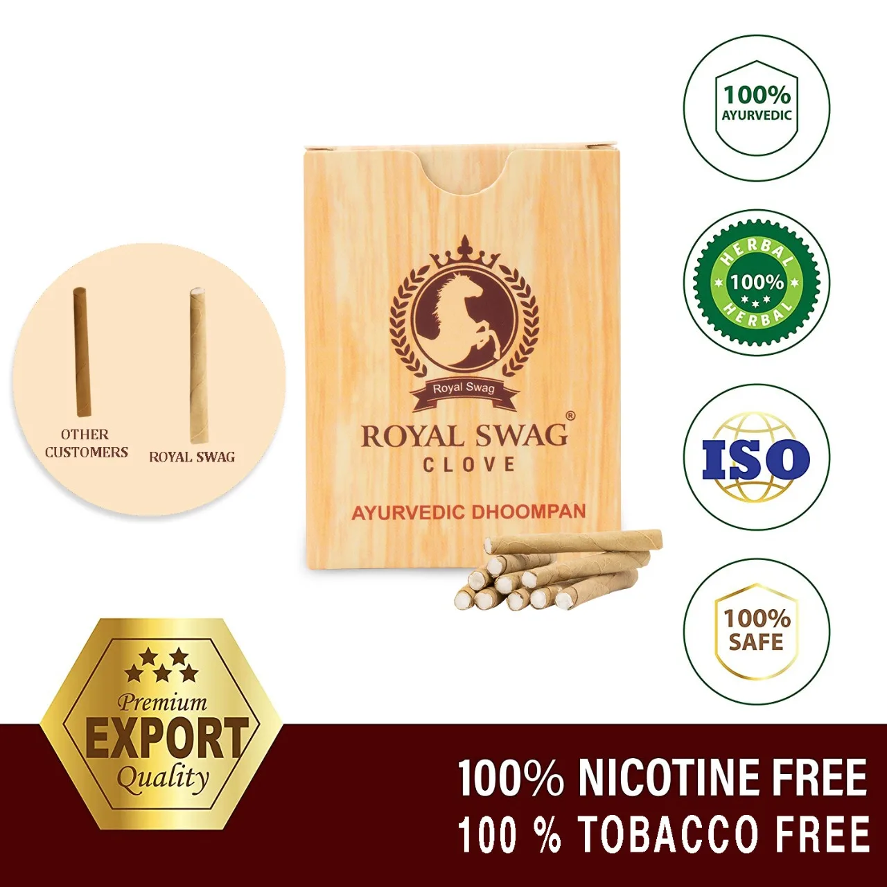 Сигареты аюрведические биди ROYAL SWAG, длинные отфильтрованные травяные биди, без табака и никотина, биди-палочки помогают бросить курить